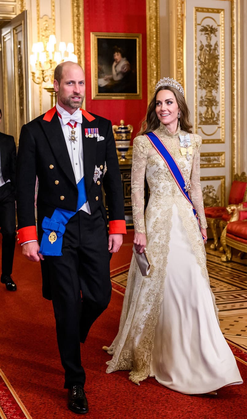 凱特王妃在國宴上穿Phillipa Lepley禮服，明艷動人。（翻攝The White House Flickr）