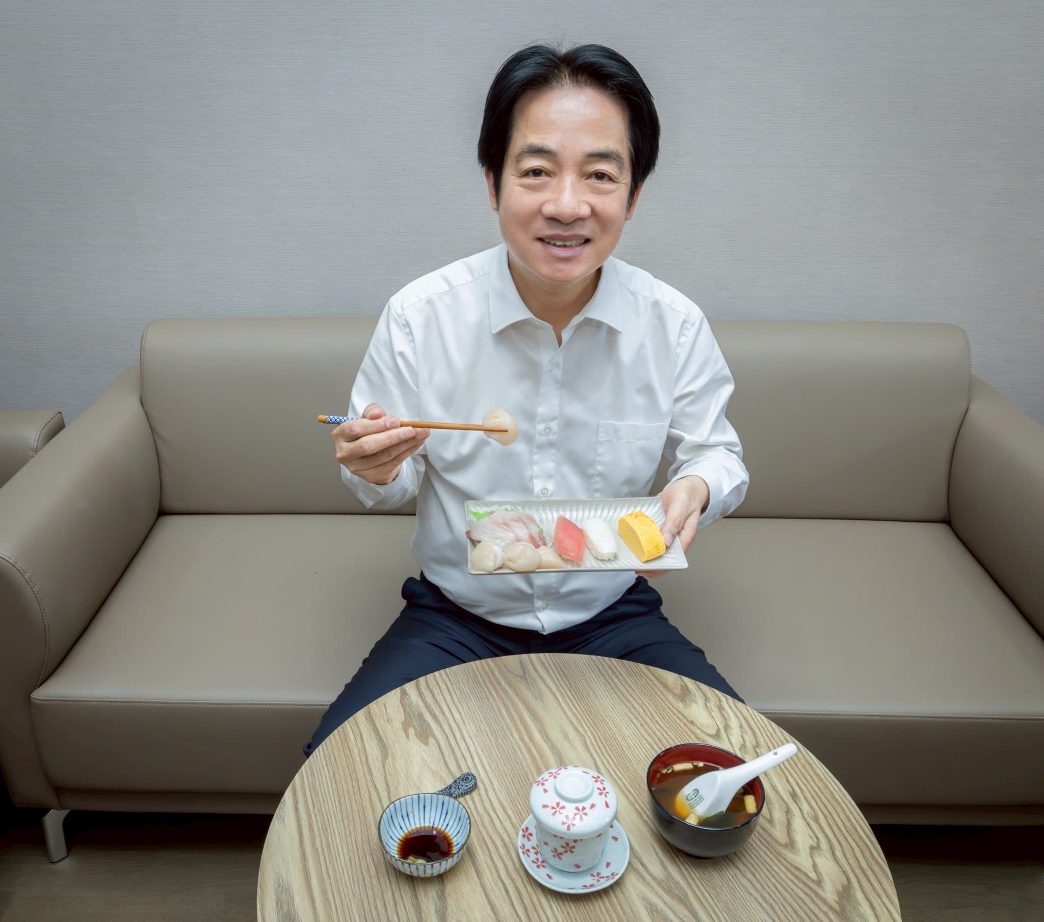 賴清德曬出自己的午餐照，挺日本水產。（翻攝自X）