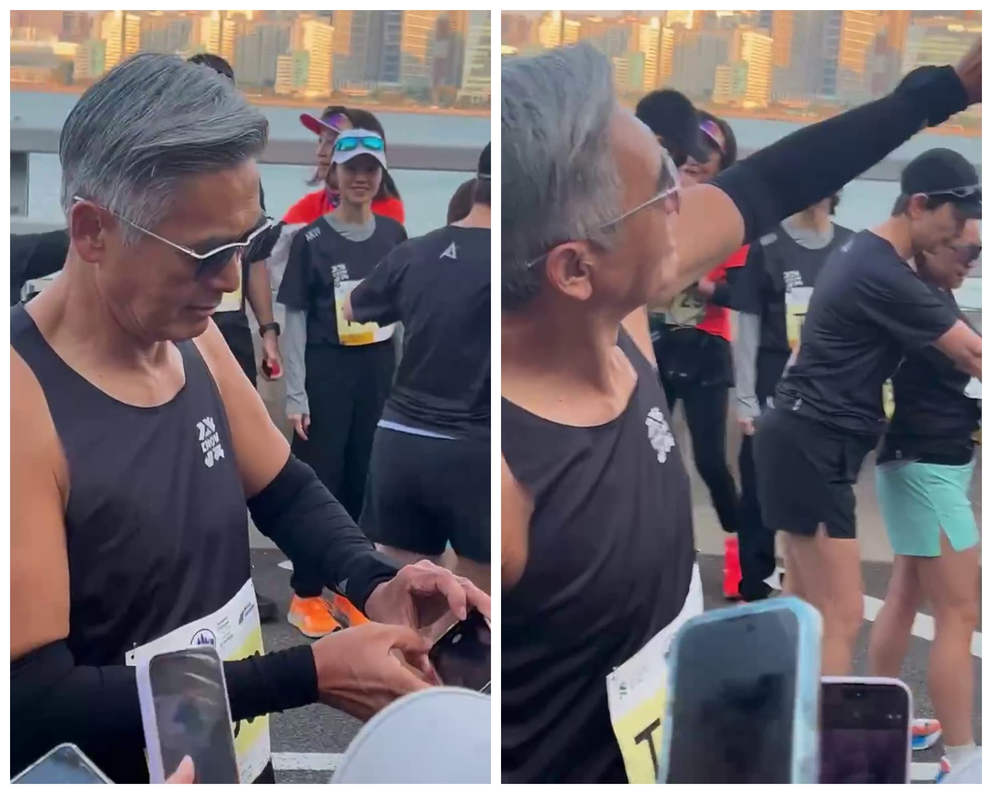 周潤發拿起民眾手機，一起自拍，相當親民，引得現場尖叫聲連連。（翻攝小紅書）