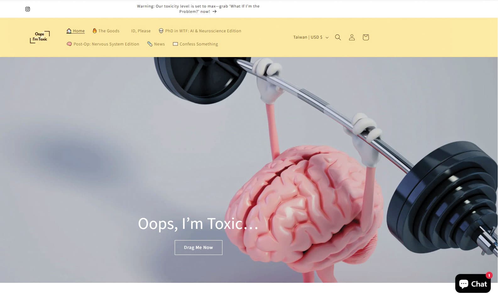 林曉明架了一個名為「Oops I'm Toxic」網站，販售他的著作和推廣自殺防治。（翻攝林曉明網路www.oopsimtoxic.com）