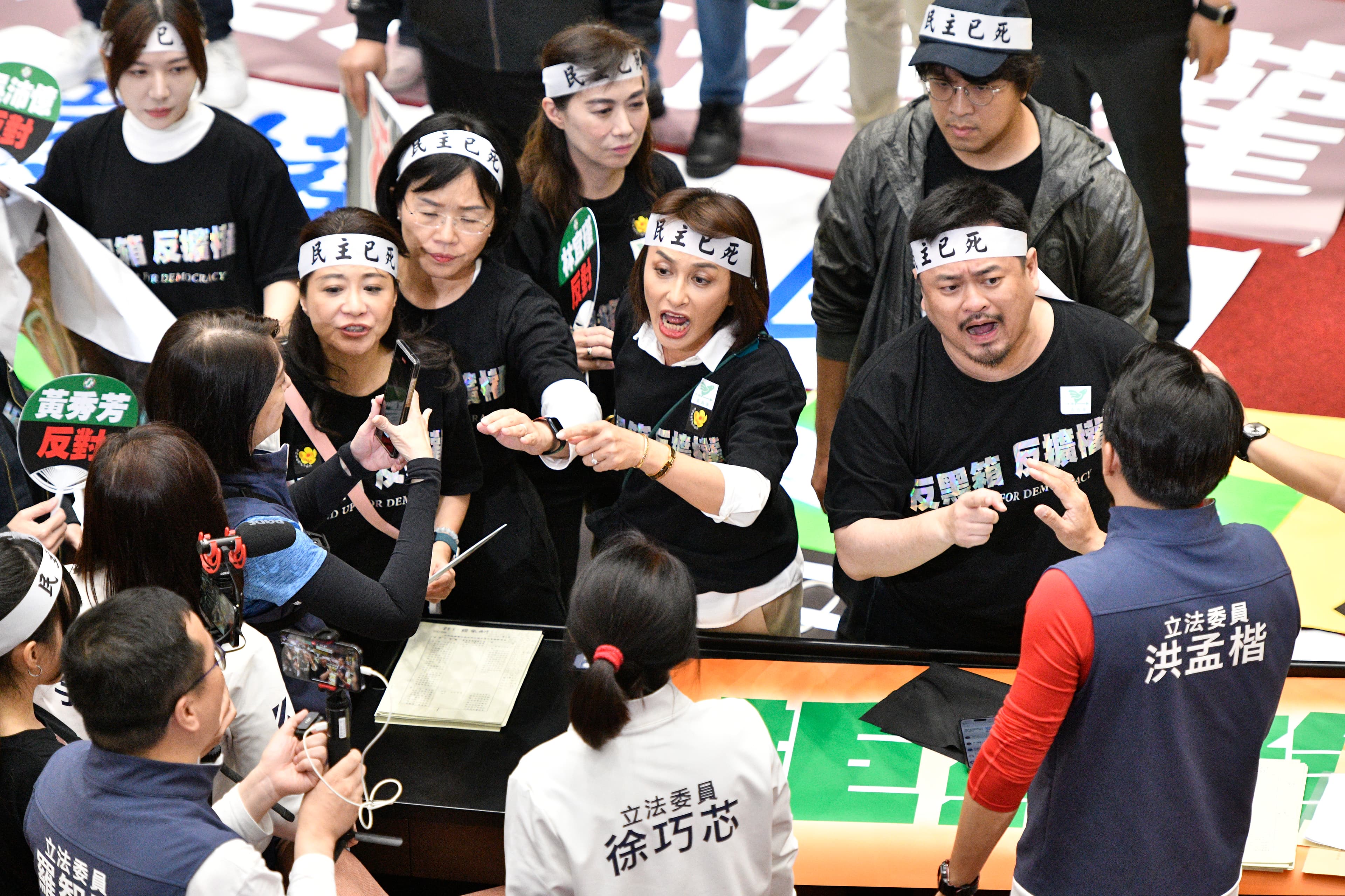 陳玉珍與邱議瑩因《再生醫療法》大吵，結果演變成藍綠立委群鬥戰。