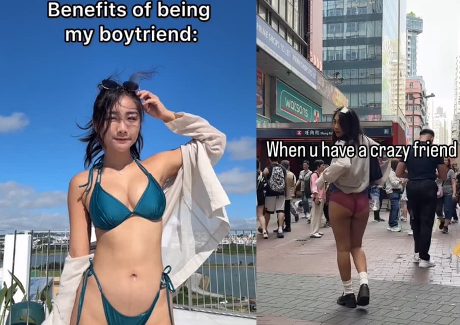 這名在香港地鐵站外掀裙的女子被起底是網紅Bunny，經常在網上發表各種性感影音。（翻攝IG@3bunnybrownie6）