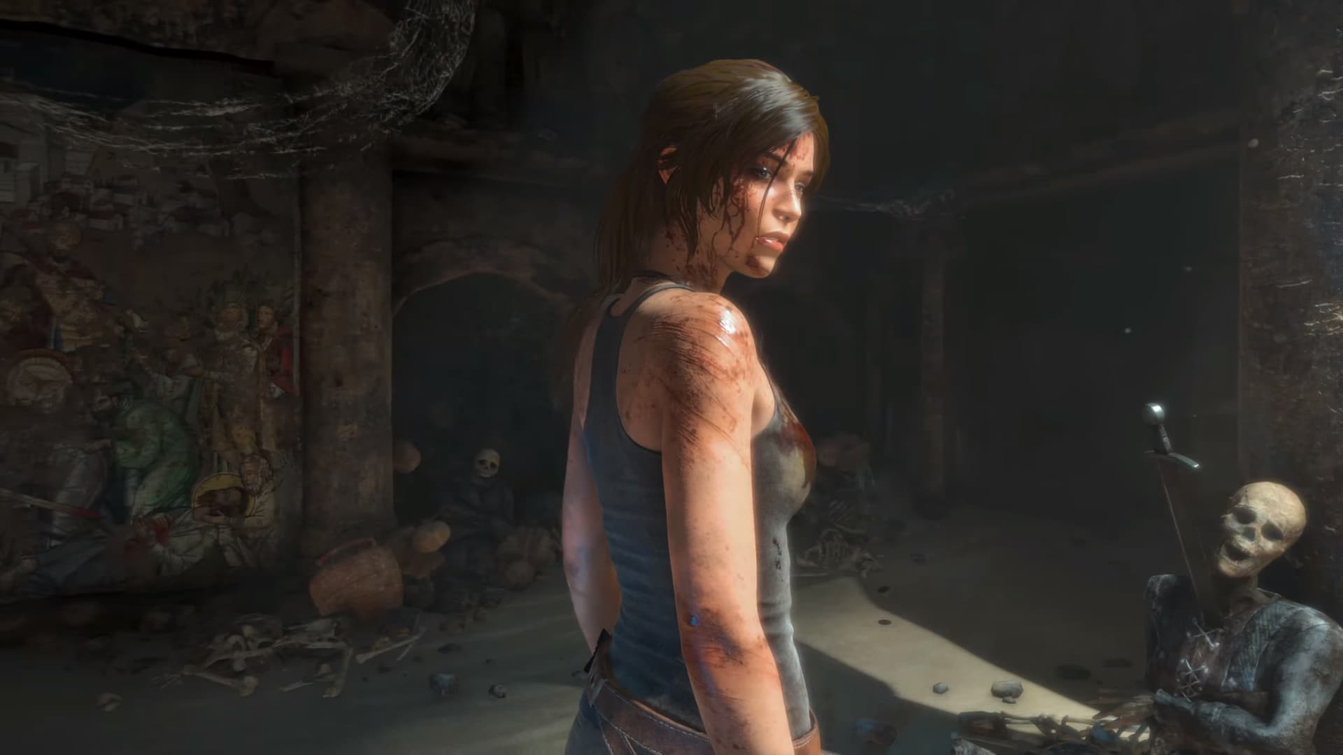 人物建模與貼圖相當細緻，連皮膚表面的傷痕與汗水反光都逼真寫實。