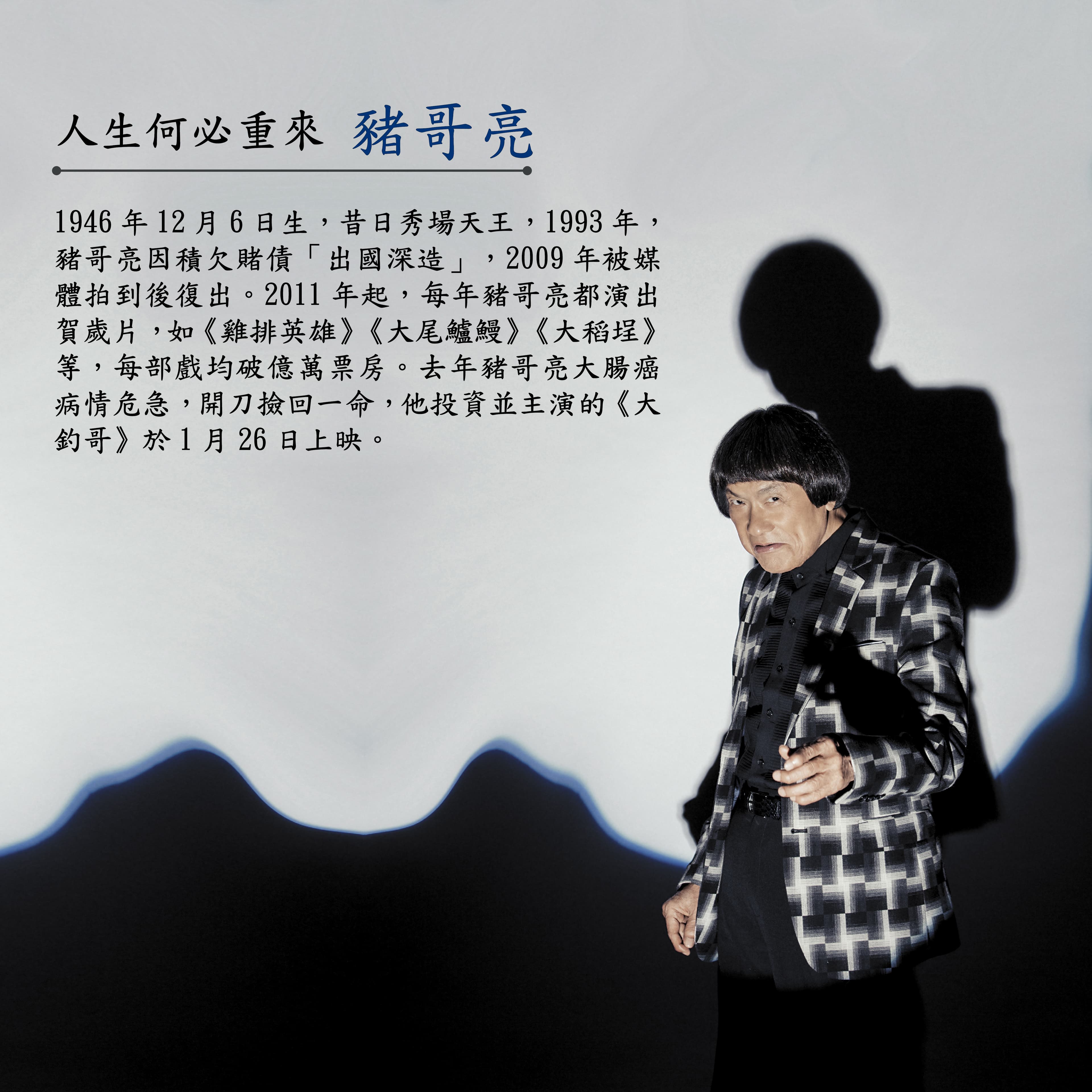 豬哥亮宣布投資拍電影後，債主就來討債。幸好吳克群等股東力挺，他唯有拍出「豬式喜劇」放手一搏。