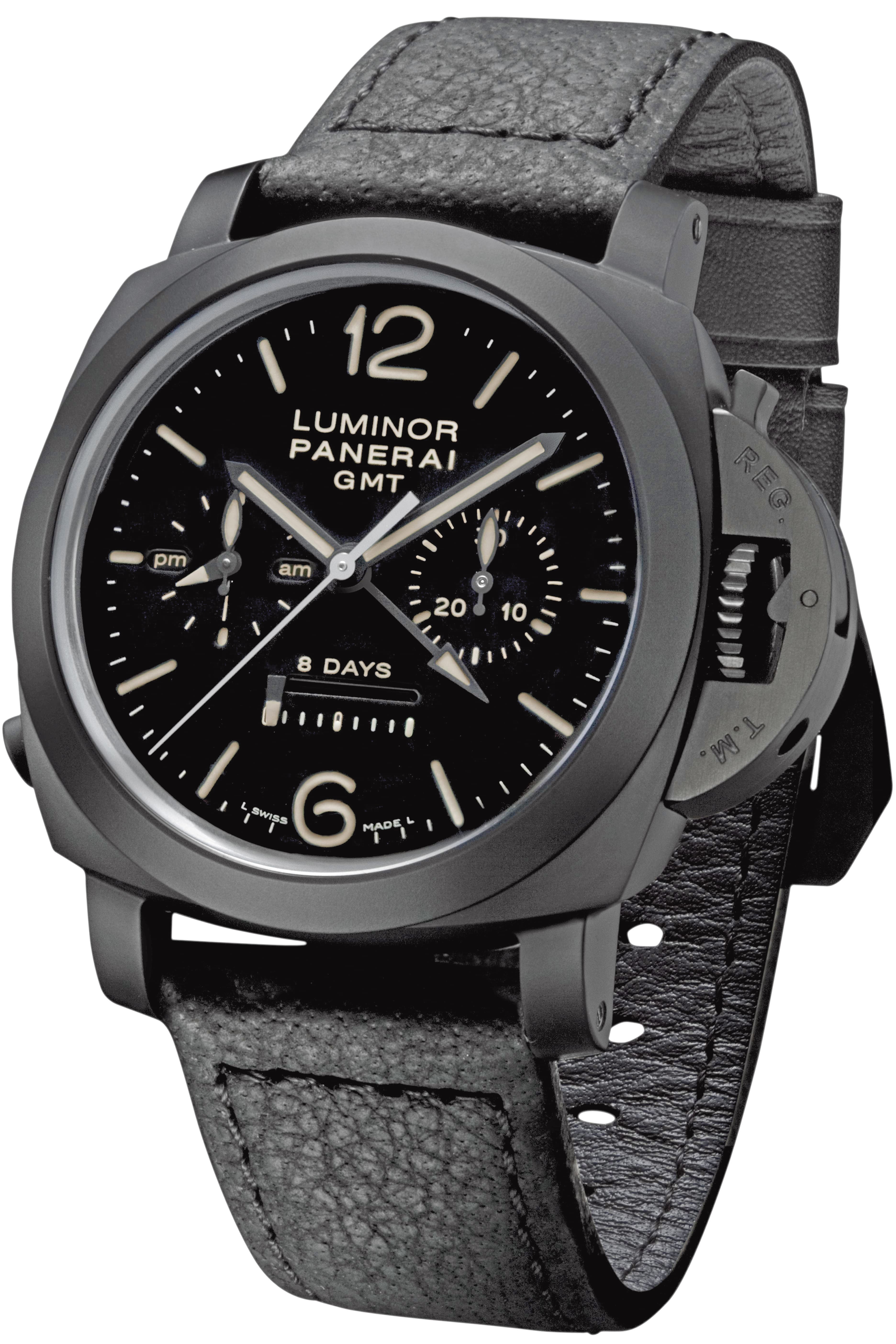 霍建華透露最愛沛納海Luminor 1950 Chrono Monopulsante 8 Days GMT Ceramica 44mm腕錶，價格69萬9,000元。