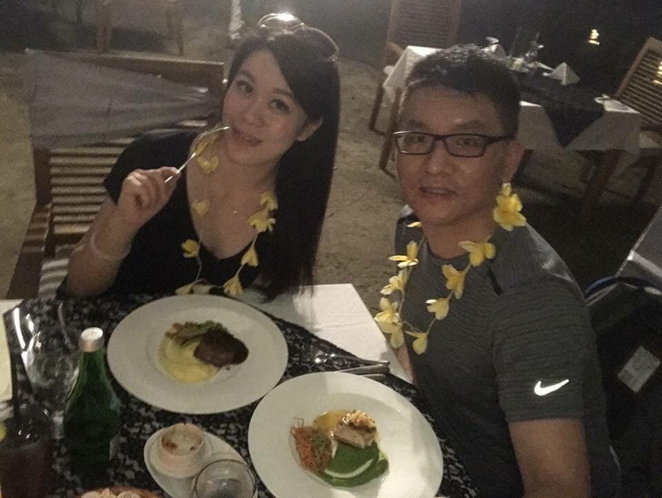 邱薏9日中午在臉書貼出與童仲彥的親密出遊照，引發軒然大波。（翻攝自臉書）