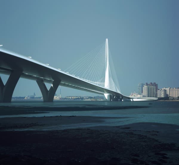淡江大橋模擬圖。（交通部公路總局提供）