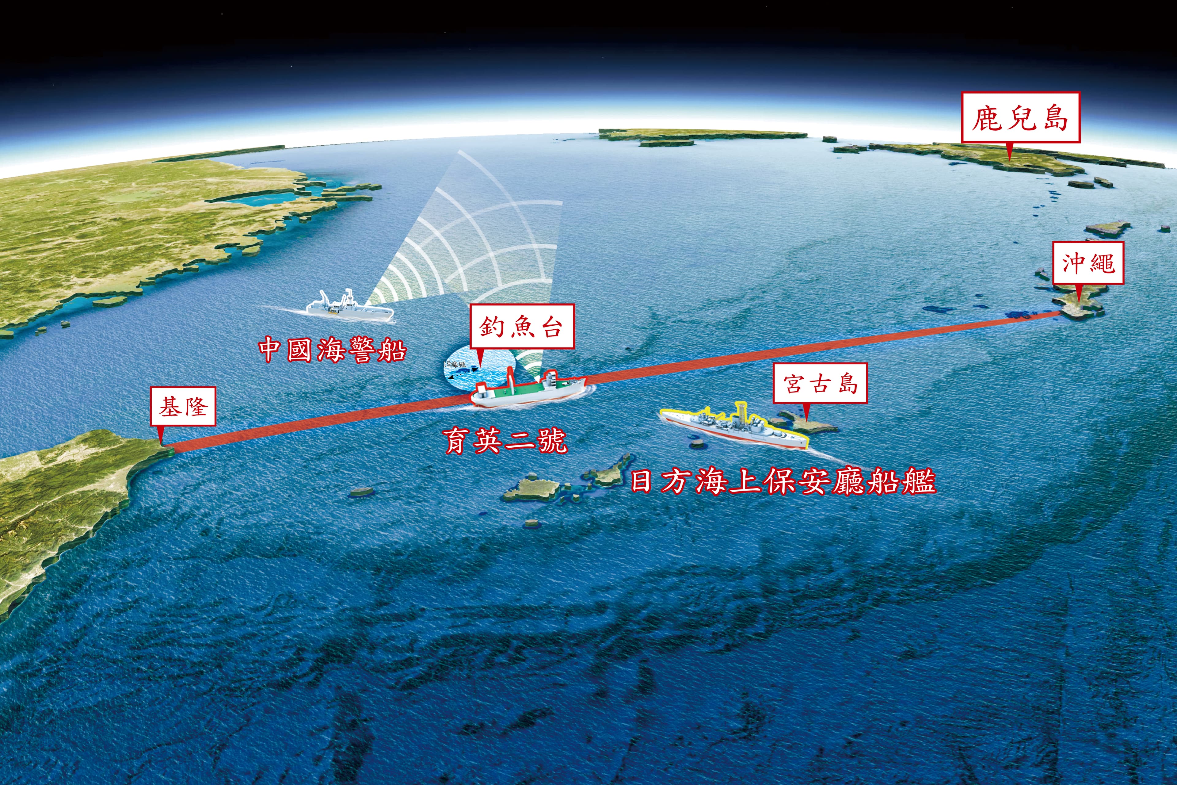 基隆海事實習船育英二號今年7月前往沖繩途中，遭中國海警船關切，引起日本高度緊張。