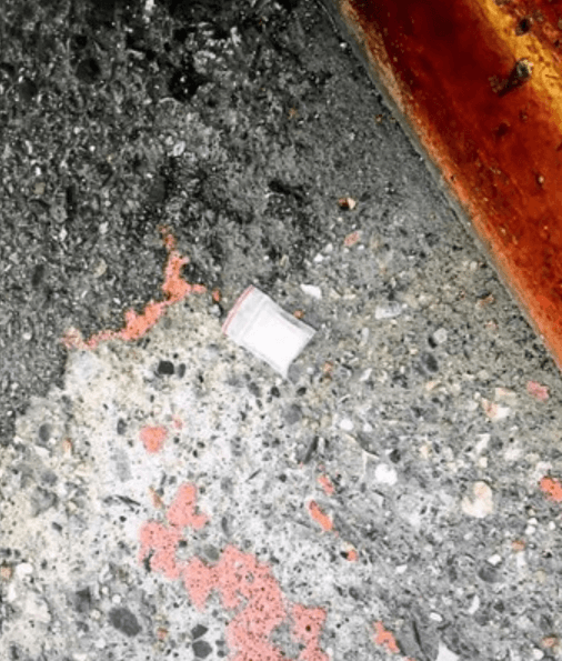 陳姓毒蟲發現警方查緝，還將毒品丟棄。（台北市刑大提供）