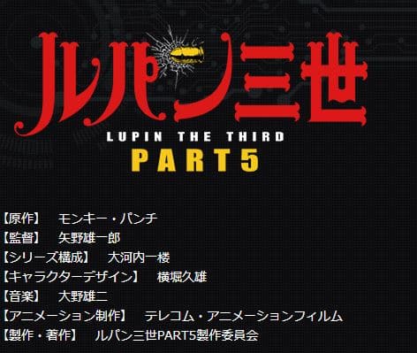 動畫第 5 季製作團隊名單，監督一樣由矢野雄一郎擔任。