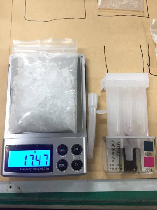 三分局勤工所查獲安毒及電子磅秤等。（警方提供）