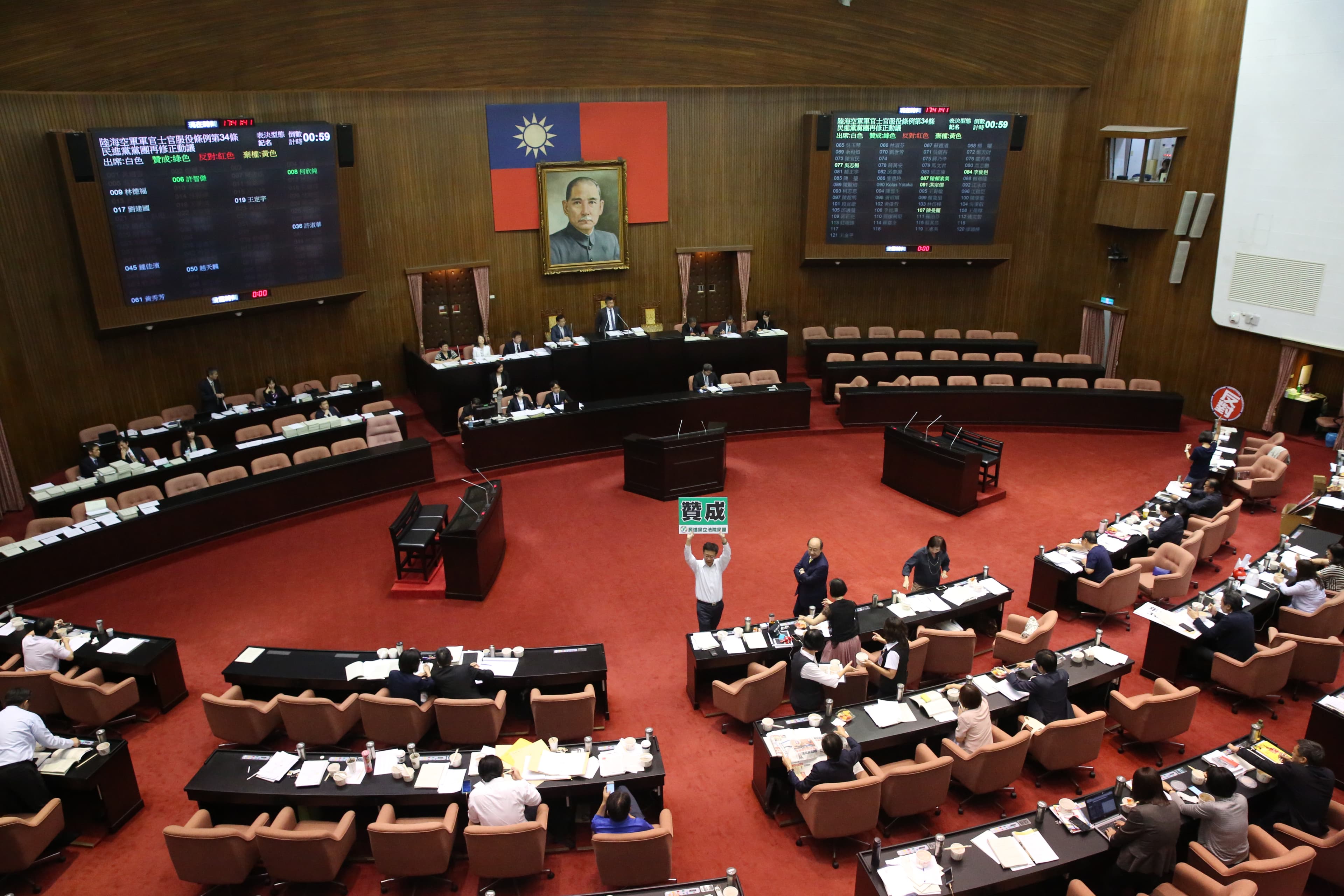 經過12小時不斷電表決，軍人年改法案今晚終於三讀通過。