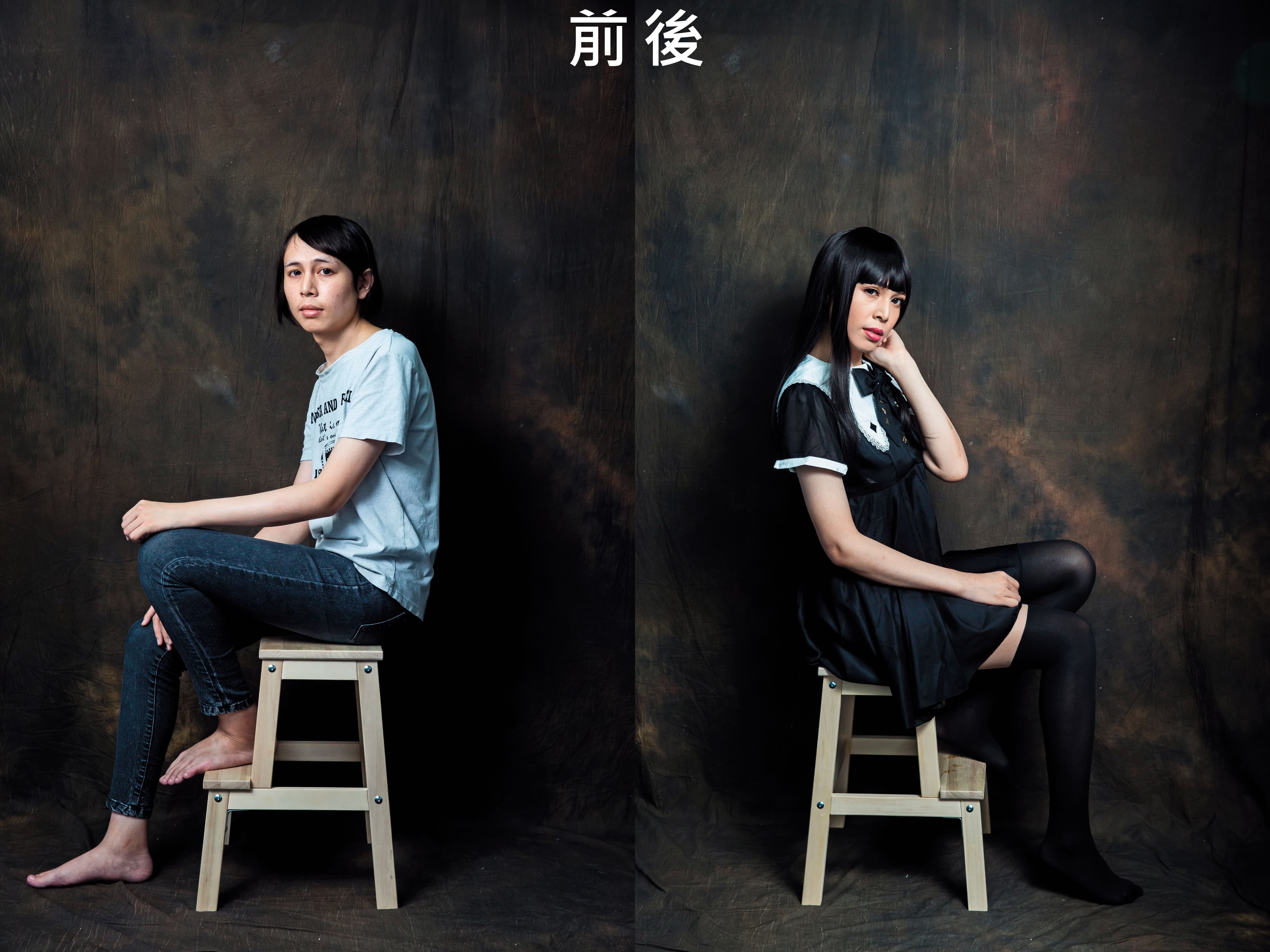 換上女裝的芷妍，一改男裝時的不自在，舉手投足、千嬌百媚。（彩妝＋寫真照2,000元／次）