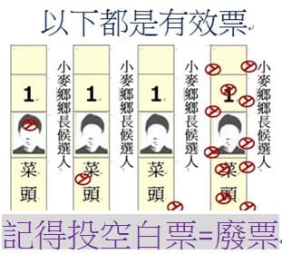 廢票聯盟自製傳單，教導民眾投廢票。（翻攝麥寮鄉鄉長廢票聯盟臉書）