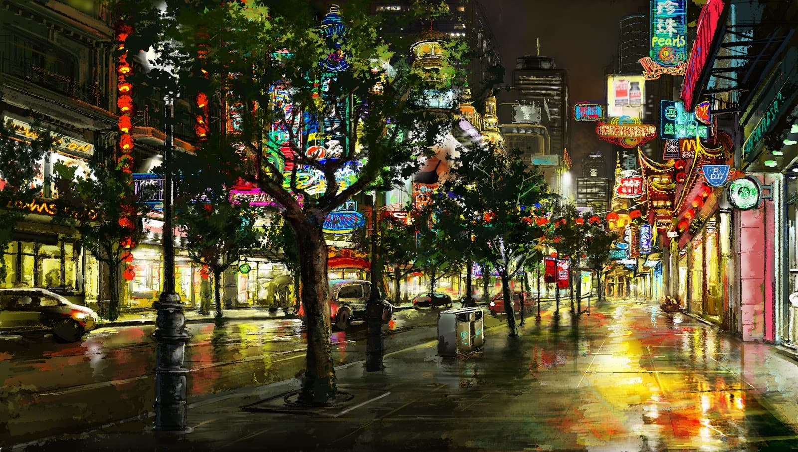 《狗狗傷心誌》裡的下雨街景圖稿。（A-hha Studio提供）