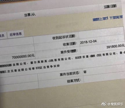 《後來的我們》在大陸被控告不正當競爭，索賠金額為7000萬人民幣。（翻攝自搜狐娛樂）
