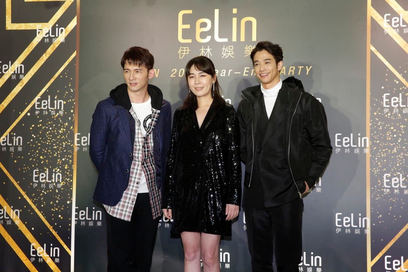 溫昇豪（左起）、陳婉若、劉以豪今盛裝出席伊林尾牙。