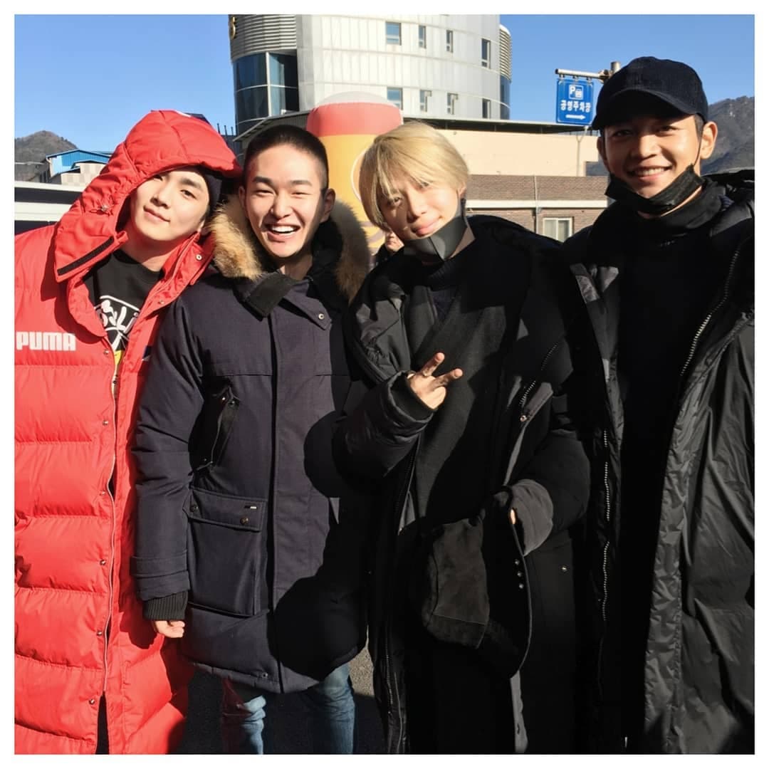SHINee隊長溫流去年底入伍，成員都去送行。（翻攝SHINee IG)