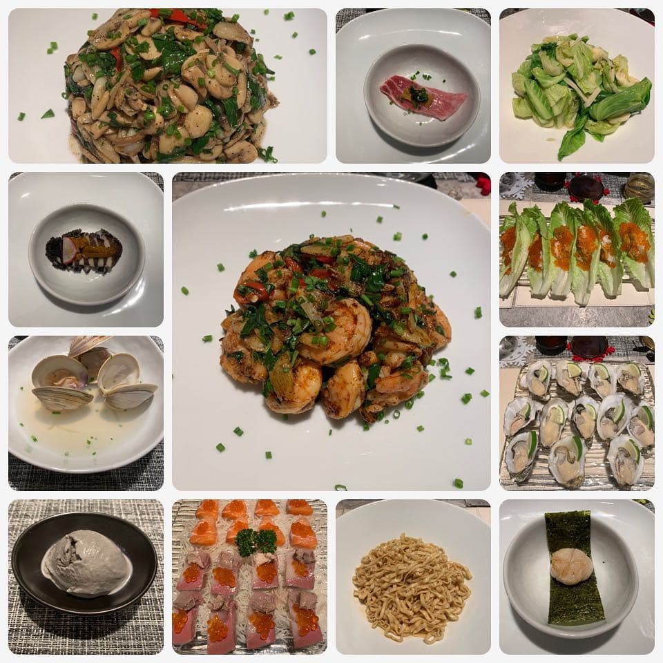 蘇有朋精心準備了11道菜，餐桌佈置到料理擺盤都非常用心。（翻攝自林心如臉書）