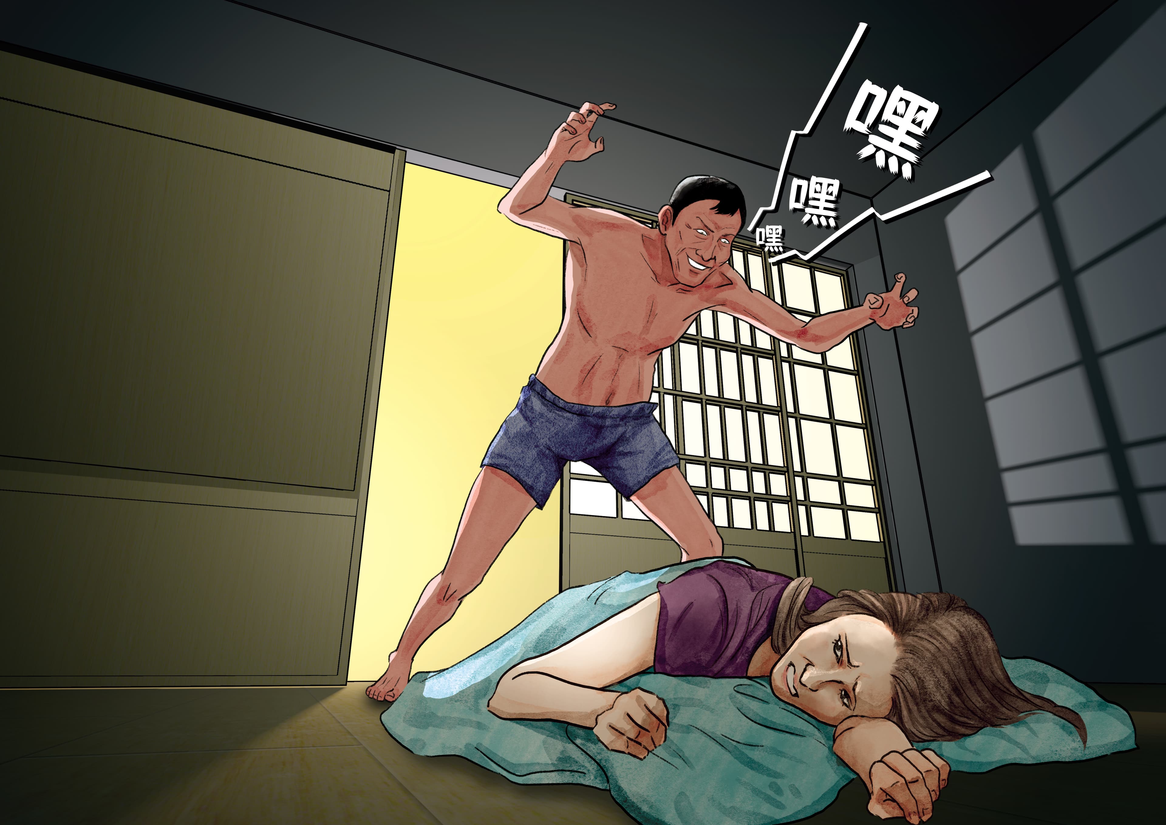 廖男前年11月2日，趁女同事借宿和式房時，2度性侵得逞。
