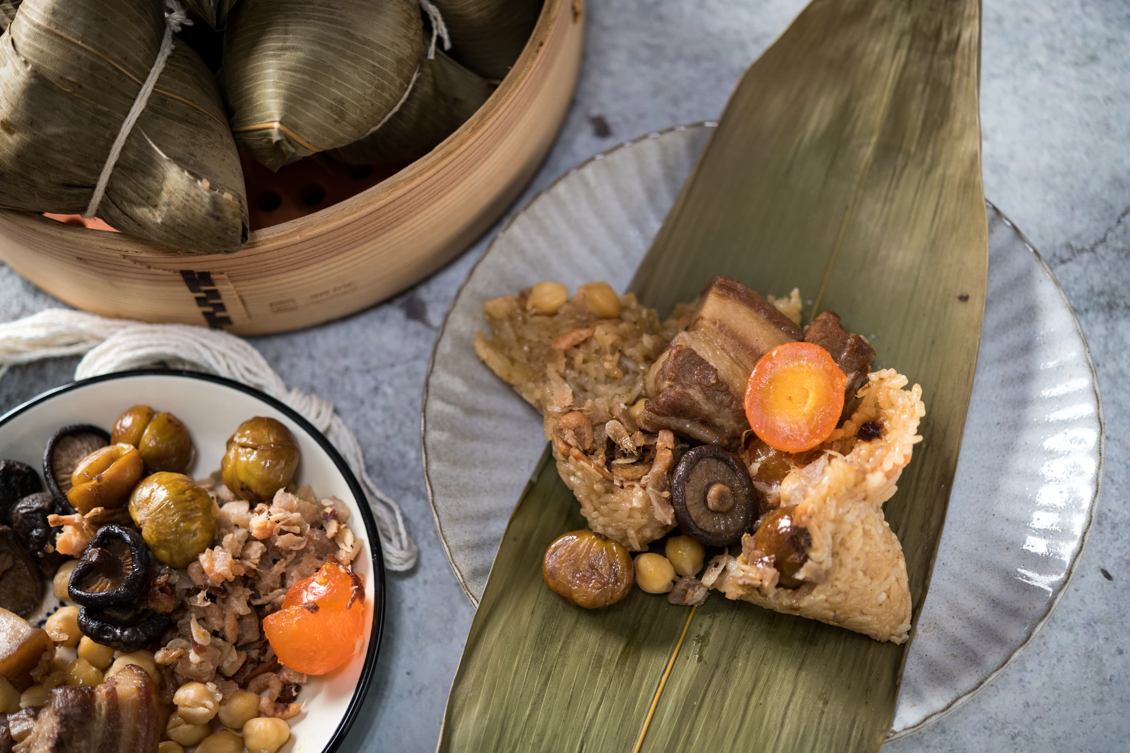 「北部粽」最威的是溫體豬三層肉，不僅滷得夠味，連皮帶肉一咬，又嫩又Q。（50元／顆）