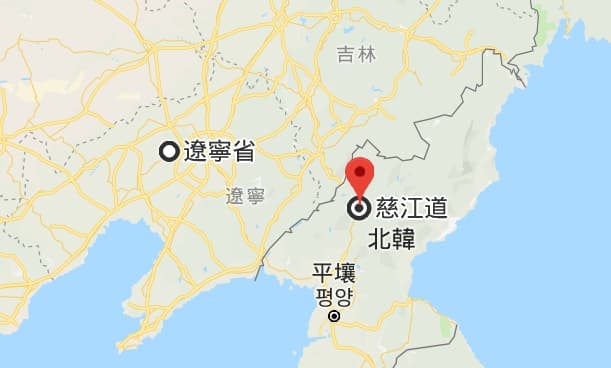 北韓爆出首起非洲豬瘟案例的養豬場位於慈江道，鄰近中國爆發非洲豬瘟首例的遼寧省。（翻攝自Google Map）