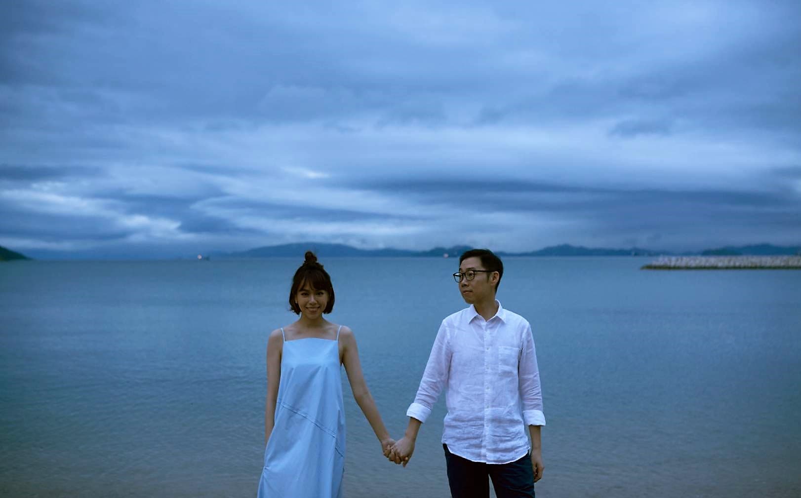 夏雨喬與林書宇特地選擇兩人首次一起出國旅遊的瀨戶內海拍婚紗。（夏于喬提供）