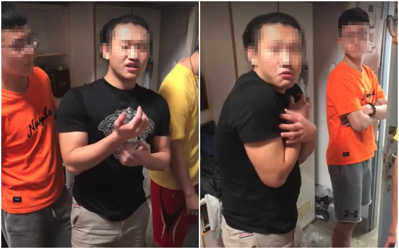 壯碩柯男闖進別人的宿舍房間，作勢想要揍人、摸下體，甚至還歧視放話，「像個娘娘腔一樣的活著啊！」（翻攝自臉書）