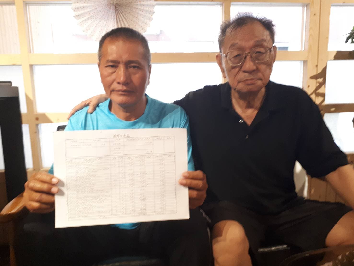 董念台（右）與小包商林震東指控鴻欣營造積欠300多萬元工程款。
