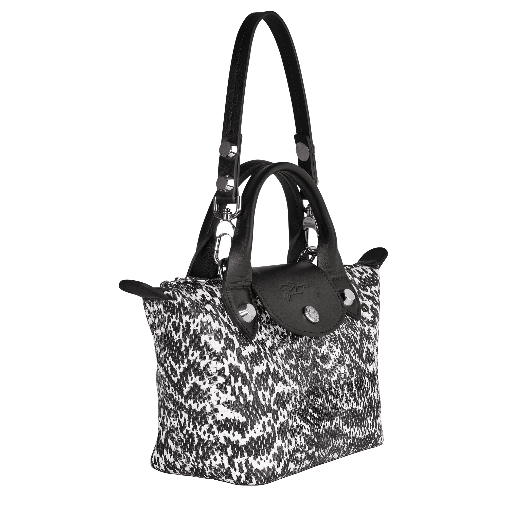 LE MINI PLIAGE CUIR SERPENT D’EAU系列黑白色迷你手提包。NT$19,000