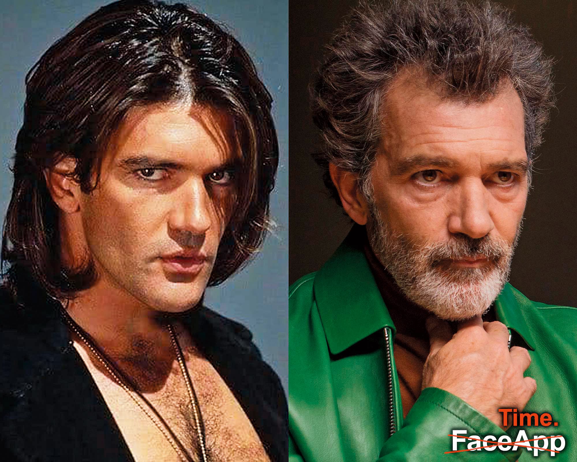 時間果然才是最強的FaceApp，安東尼奧班德拉斯從年輕時的花容月貌，演到蓬頭歷齒的老態，內功加深，拉丁情人魅力不減。（翻攝自傳影互動臉書）