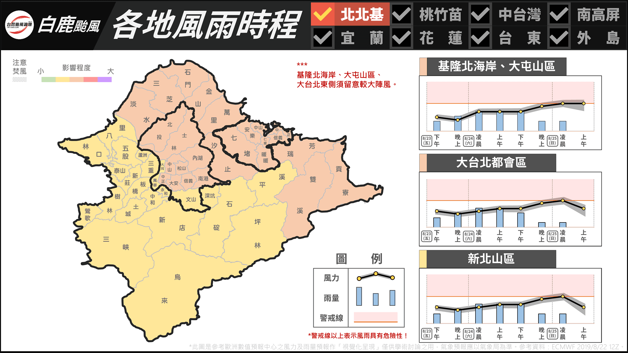 北北基。（翻攝「台灣颱風論壇｜天氣特急」臉書）