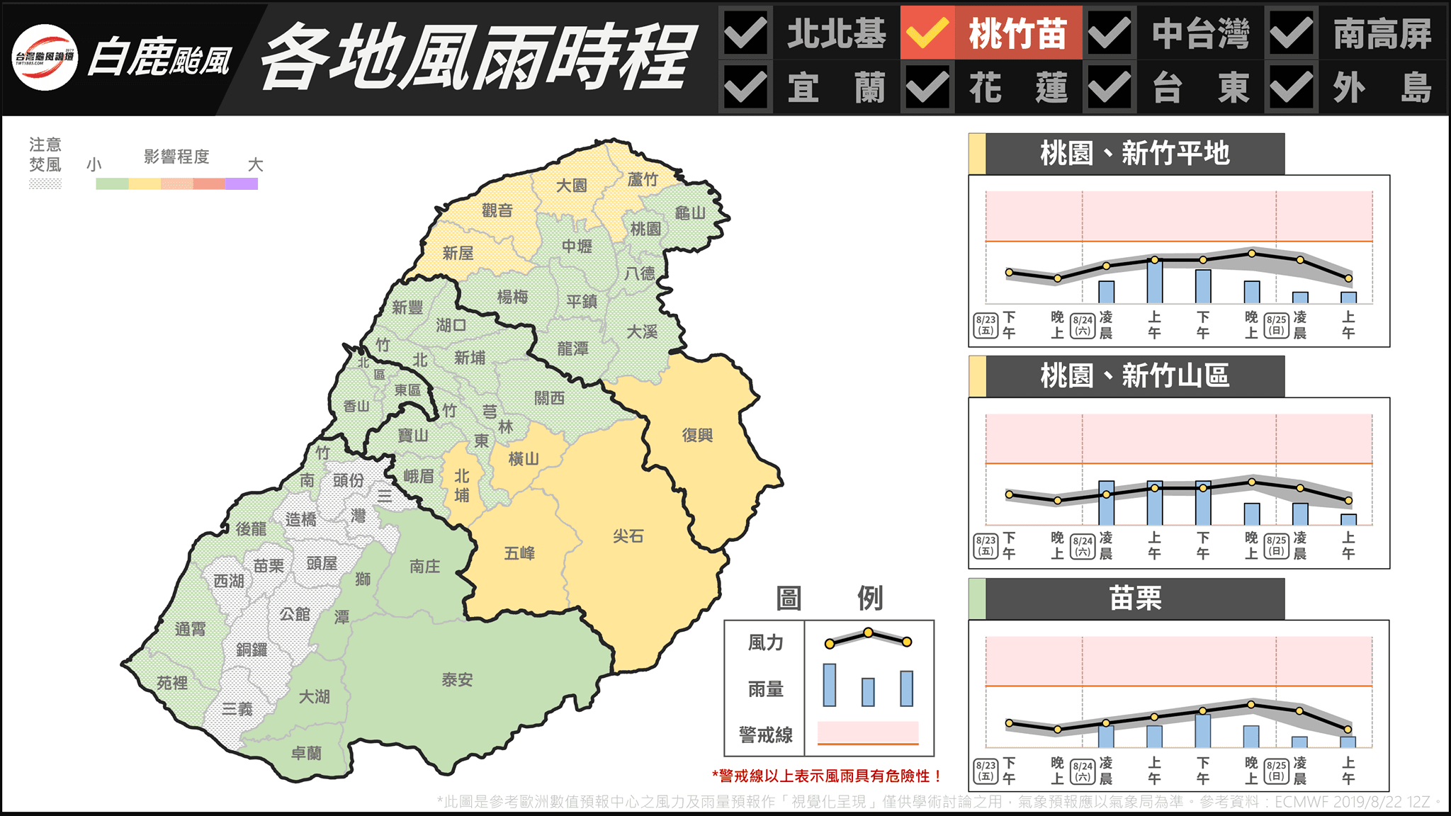 桃竹苗。（翻攝「台灣颱風論壇｜天氣特急」臉書）