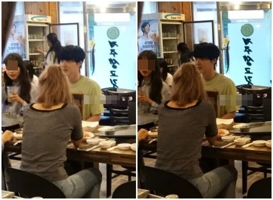 安宰賢於6月30日被網友目擊和女生吃飯喝酒的照片。（網路圖片）