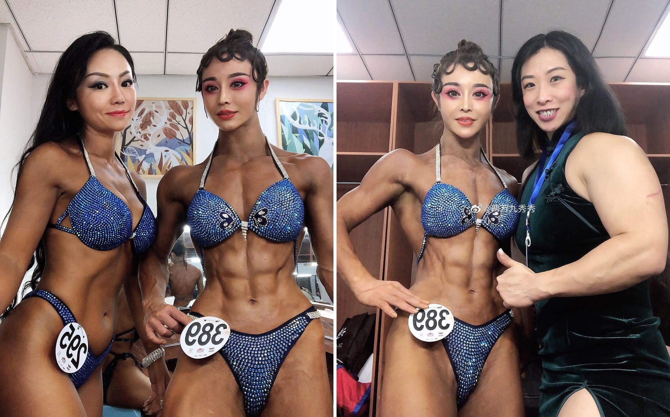 袁合榮IG也貼出她參加健美比賽，與其他參賽者親密合照。（翻攝自yuanherong1229 IG）