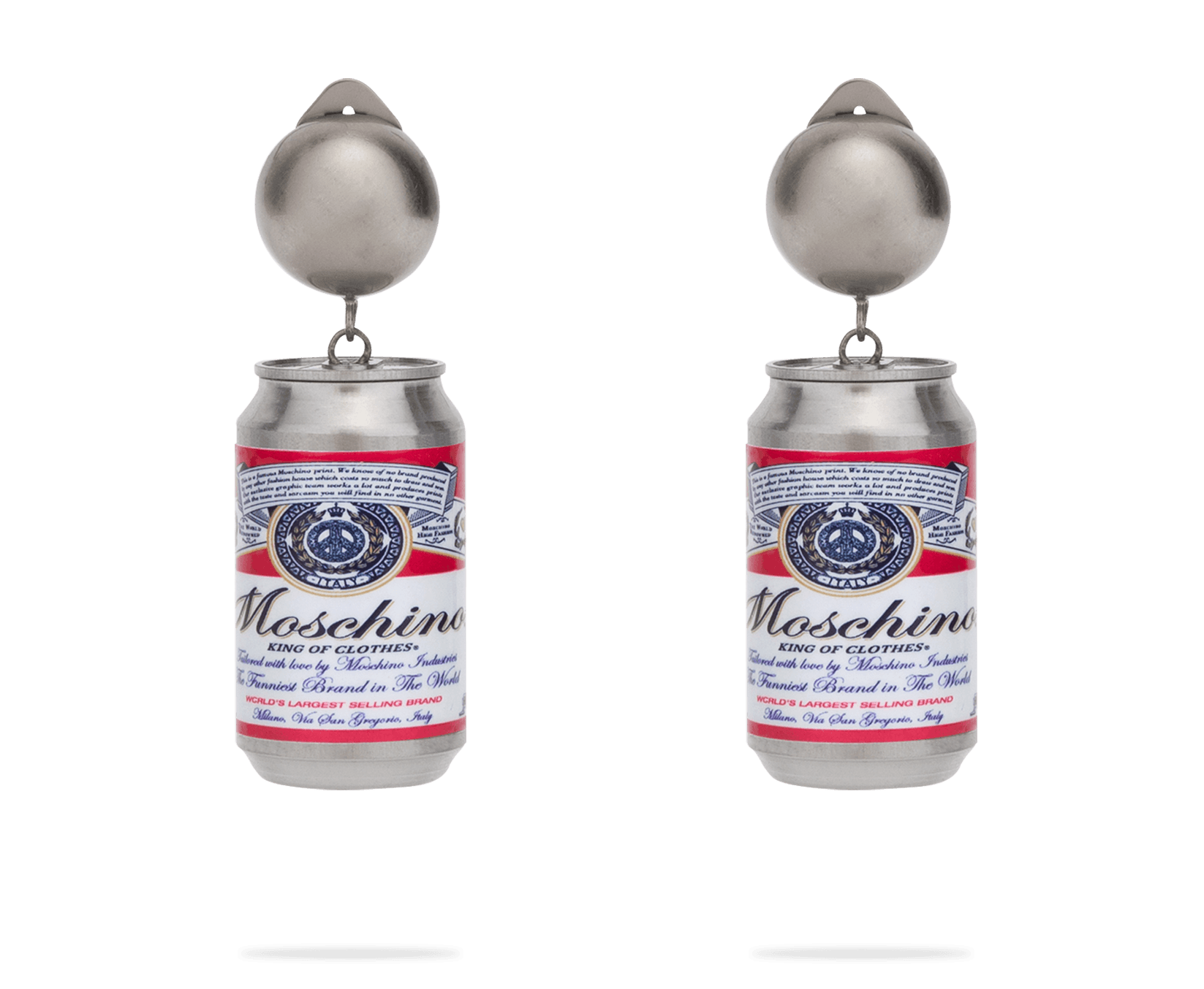 MOSCHINO X BUDWEISER限量耳環小巧可愛又有幽默感。（藍鐘提供）