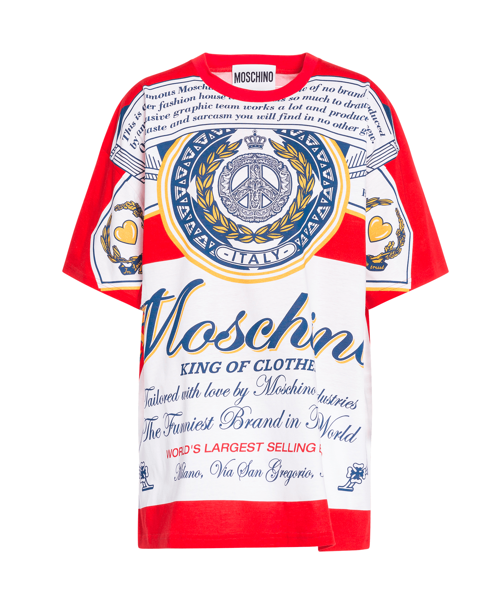 MOSCHINO X BUDWEISER聯名款Oversize T-shirt，NT$13,500。（藍鐘提供）