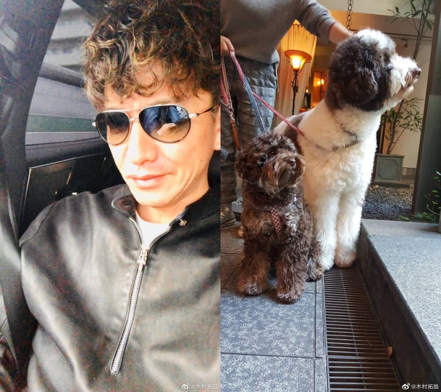 木村拓哉經常更新微博，透露帶愛犬一起去拍戲，今天他也以自拍照感謝大家的生日祝福。（翻攝自木村拓哉微博）
