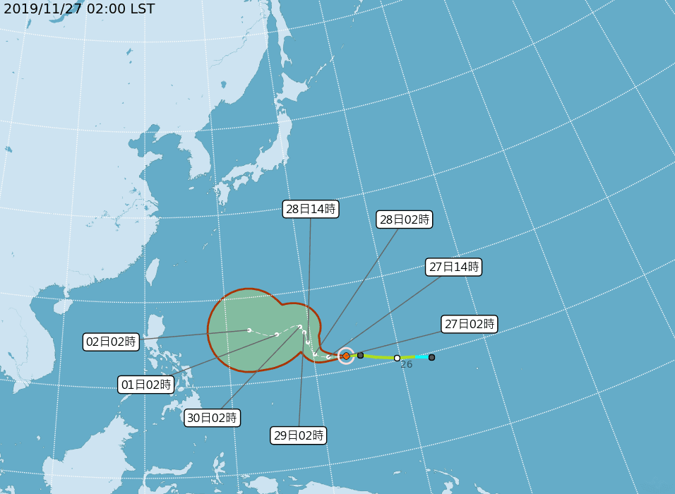 北冕昨日生成為本月第6個颱風，氣象專家指出未來有機會增強為強颱。（翻攝中央氣象局）