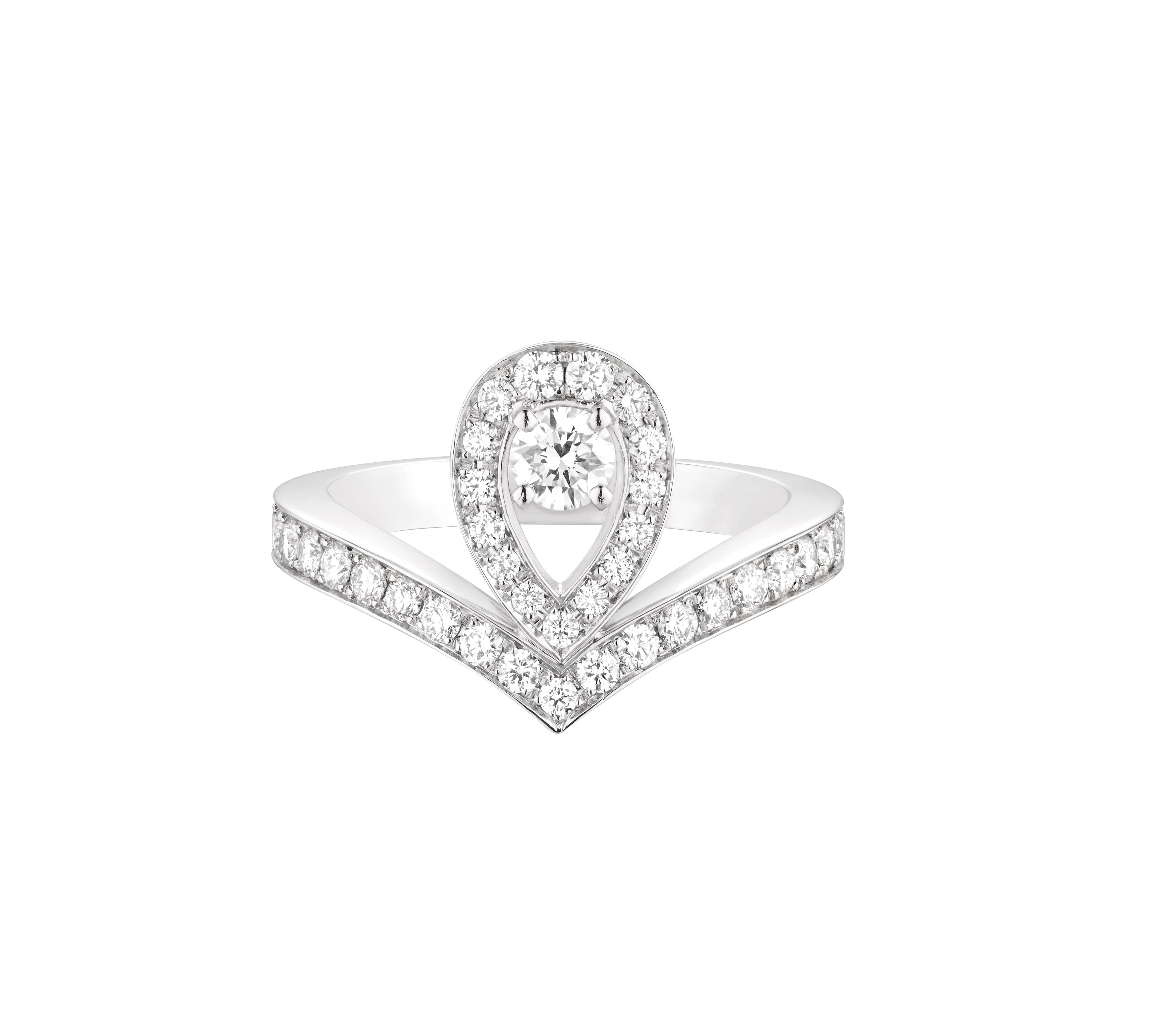 Joséphine Aigrette 18K白金鑽戒鑲嵌明亮式切割鑽石。NT$275,000