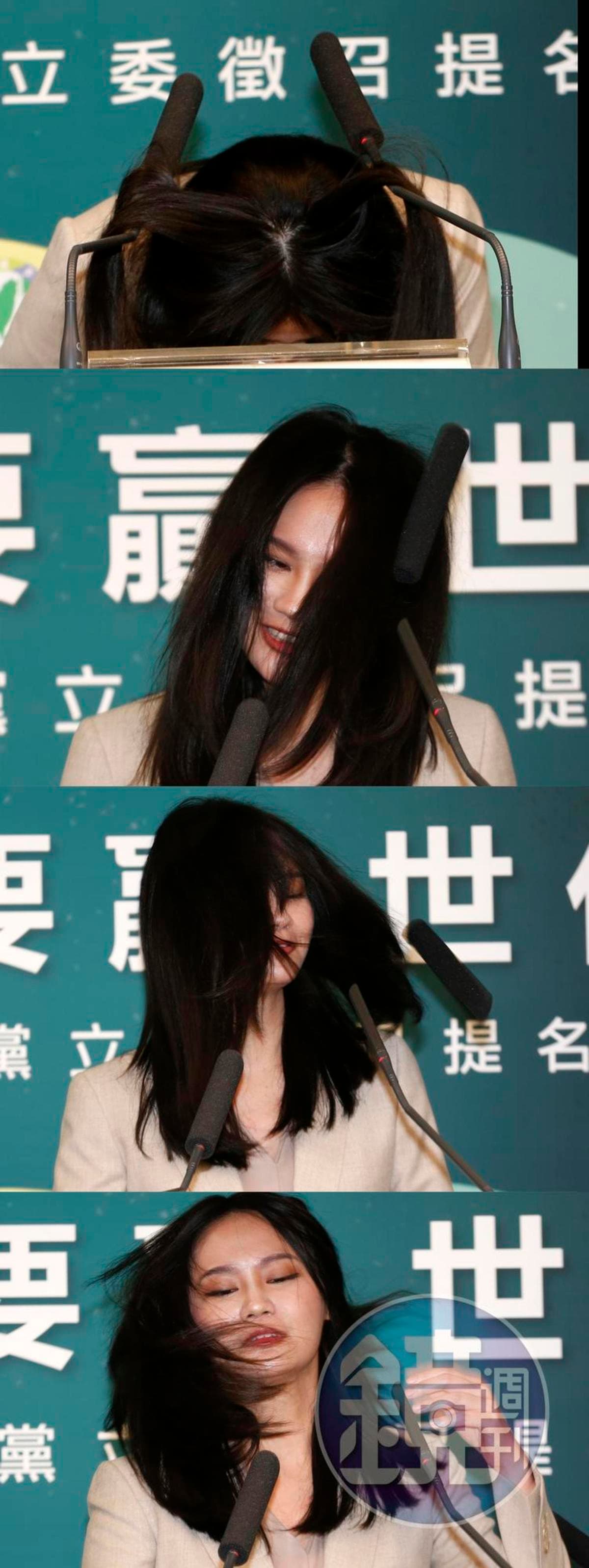 賴品妤因頭插麥克風而爆紅。