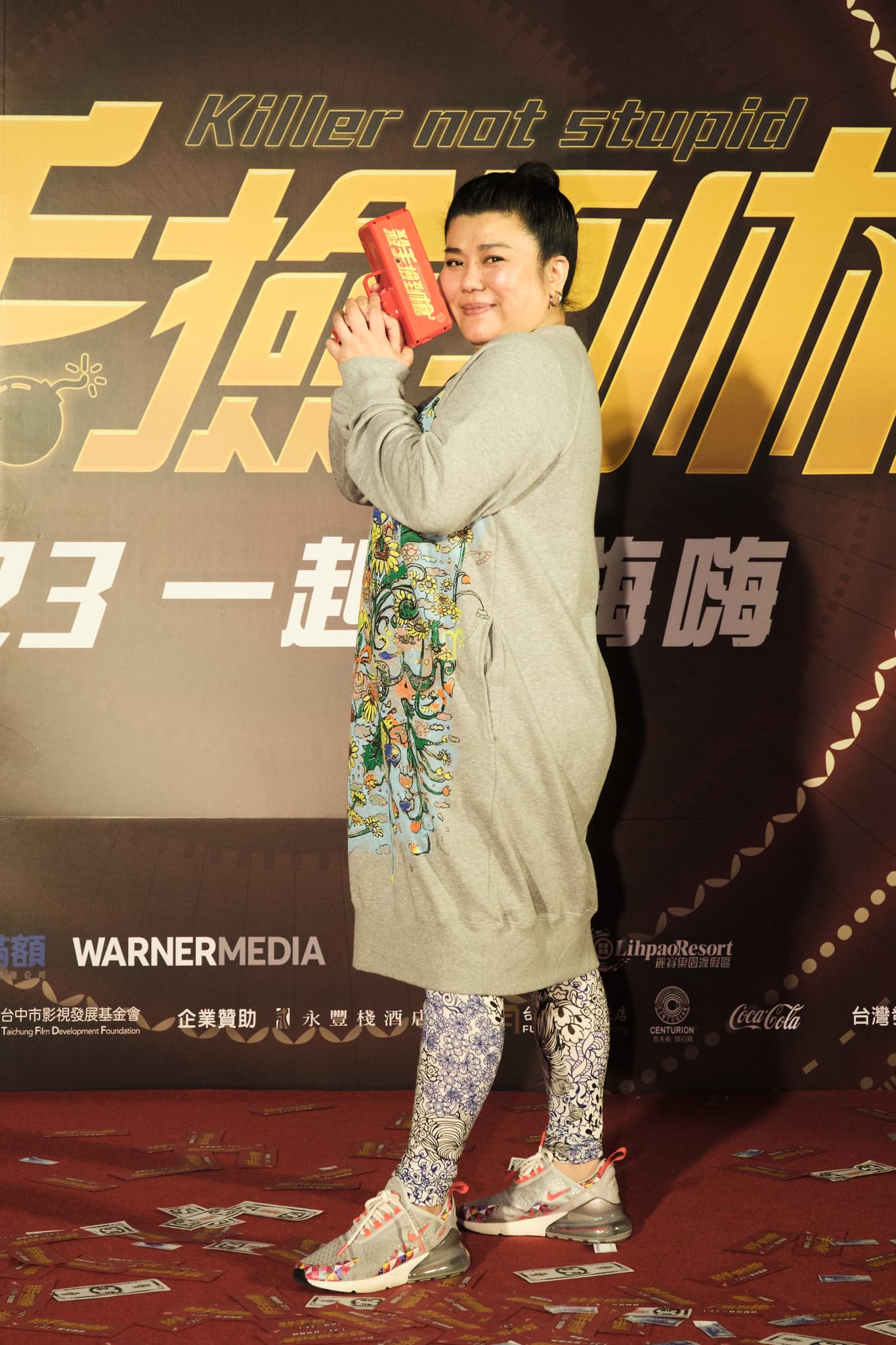 林美秀特別現身首映會，她在戲裡不停耍笨，製造不少笑料。（滿滿額提供）