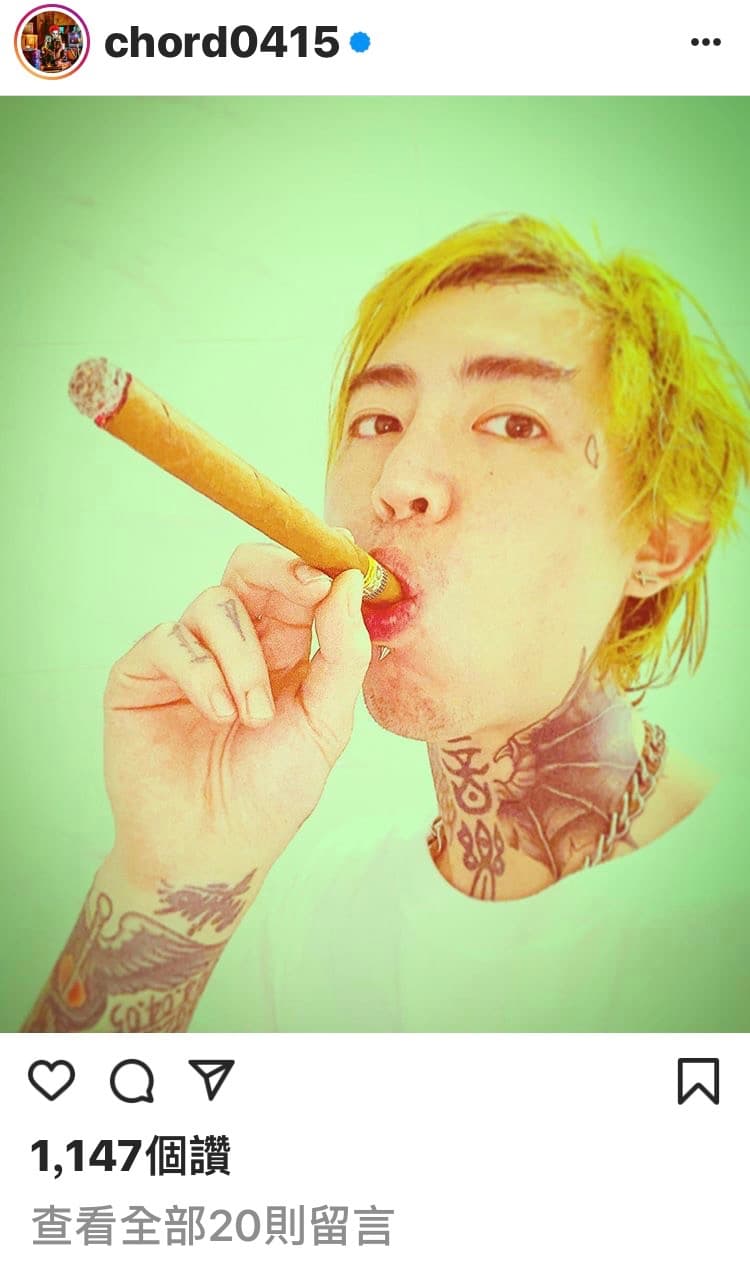 謝和弦面對警方偵訊態度輕鬆，供稱是國外友人私訊而轉貼。（翻攝謝和弦IG）