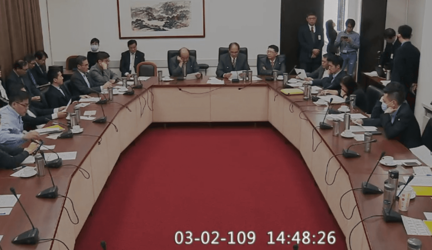 立法院長游錫堃今針對防疫特別預算召集朝野黨團協商。（翻攝自立法院iVod轉播系統）