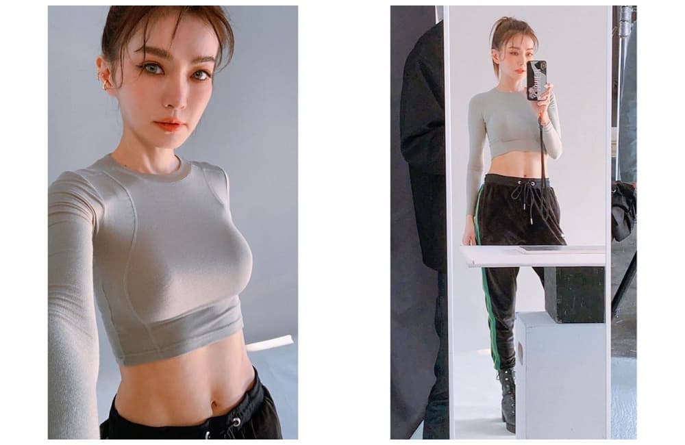 謝金燕貼出自己運動完後的酥胸細腰照，露出自己的超辣好身材。（翻攝謝金燕IG）