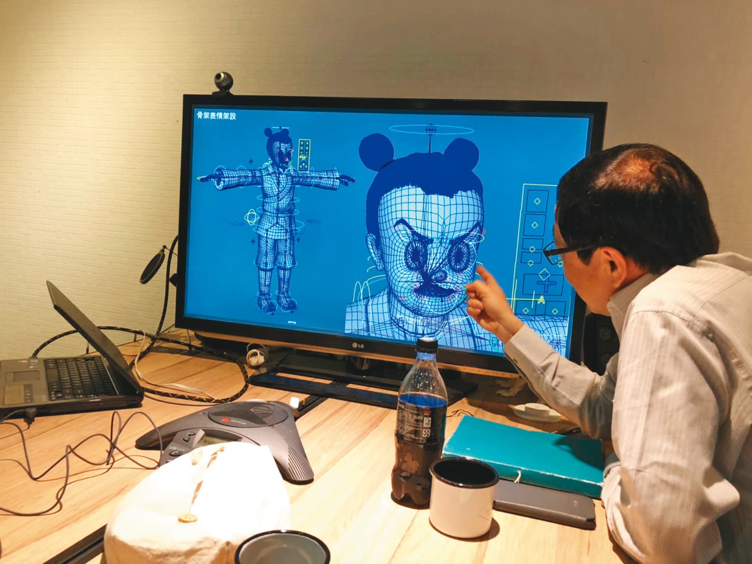動畫團隊花費3個月打造諸葛四郎的3D建模雕刻細節，還原角色表情。（童年漫畫提供） 
