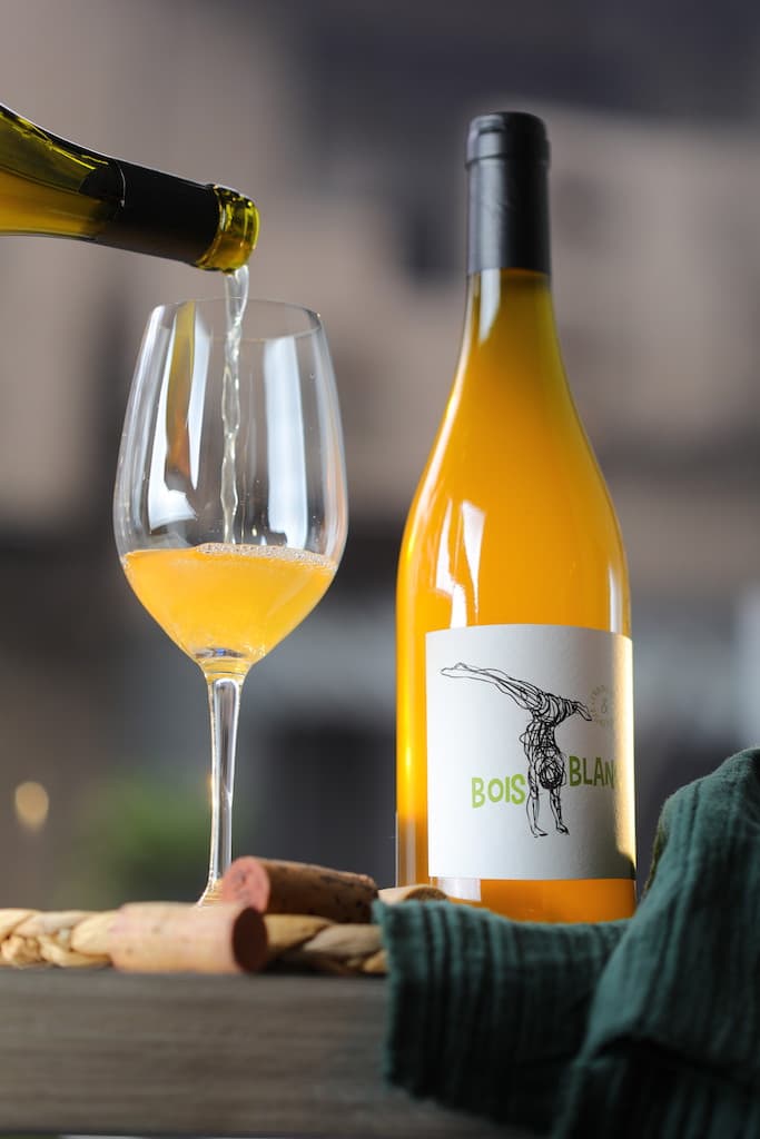 橘酒「2018 Domaine Ozil Bois Blanc, Vin de France 」（1,400元／瓶）有香料感，與大量使用醬汁、辛香料的亞洲料理是好朋友。