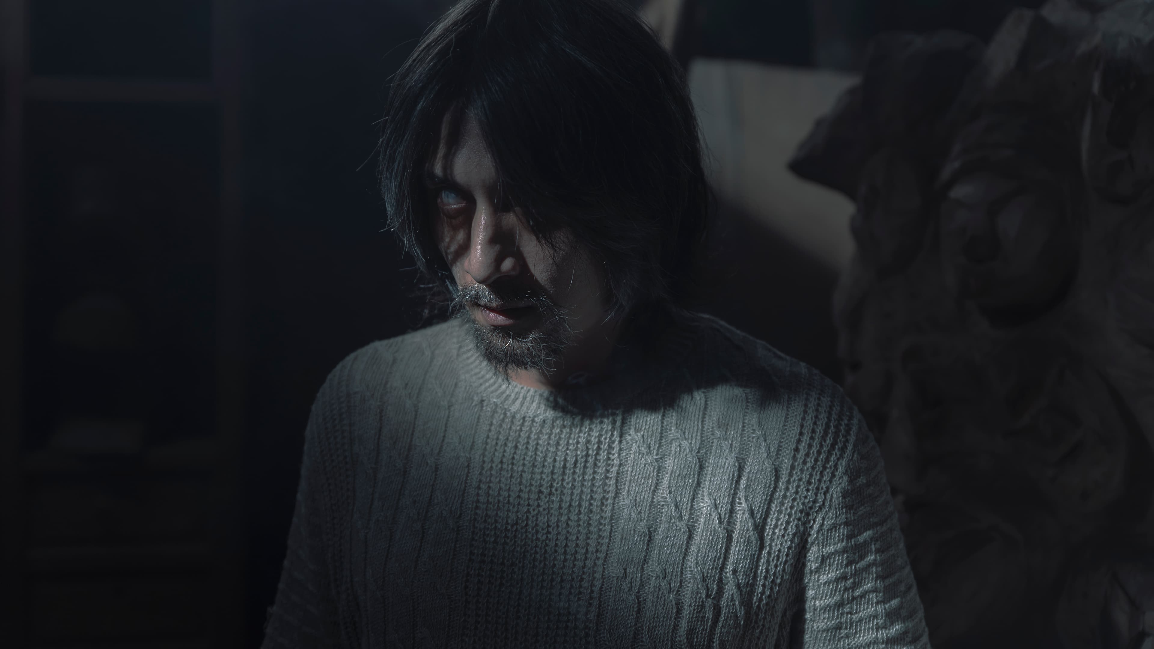 鄭人碩挑戰演出雙胞胎兄弟，還要戴上特殊隱形眼鏡詮釋盲人角色。（Netflix提供）