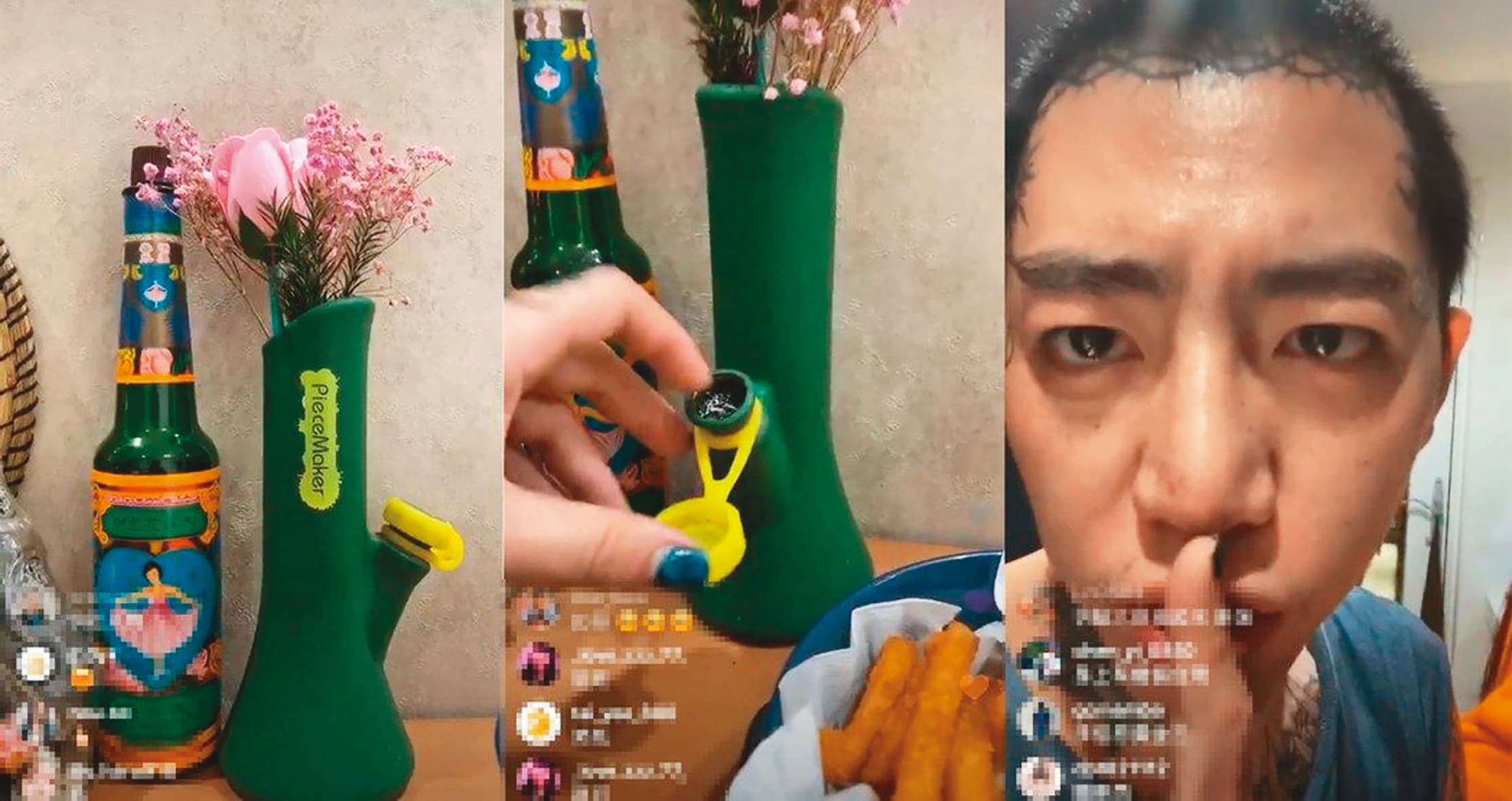 謝和弦開直播介紹大麻吸食器，遭到父兄強制送醫。（翻攝自謝和弦IG）