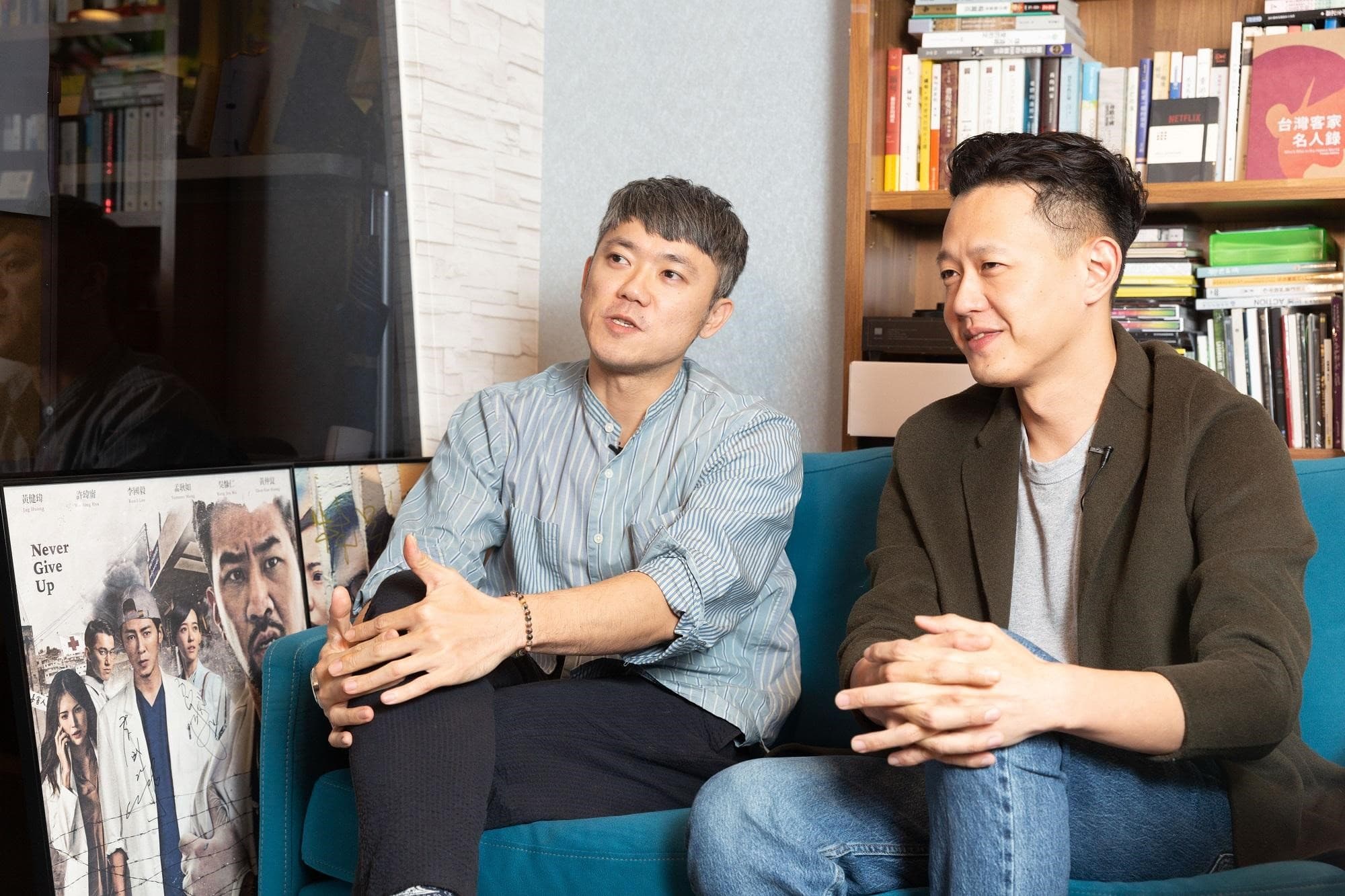 導演莊絢維（右）、陳冠仲（左）受訪時皆表示被林心如表演嚇到。（瀚草提供）